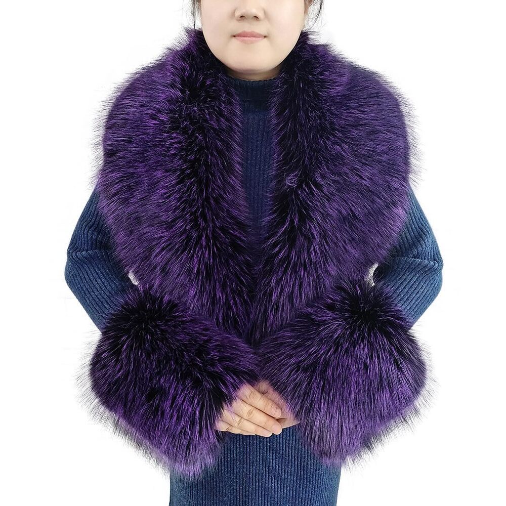 2345 Faux Fur Collar Cuffs Set Warm Fake Scarf Winter Women
